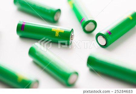 close up of green alkaline batteries close up of green alkaline batteries 25284683