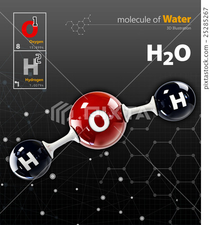 Illustration of Water Molecule isolated black 25285267