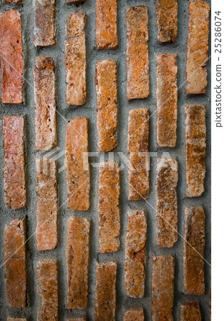 Red bricks on the old wall , texture Background 25286074