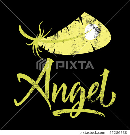 T-shirt printing. Angel. Calligraphy lettering. - Stock Illustration ...