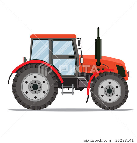 Flat tractor on white background. - Stock Illustration [25288141] - PIXTA