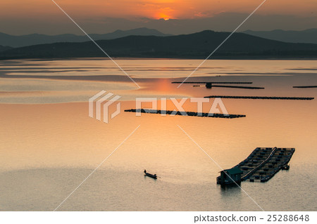 fisherman boat and beautiful twilight in thailand. fisherman boat and beautiful twilight in thailand. 25288648