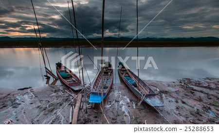 fisherman boat and beautiful twilight in thailand. 25288653