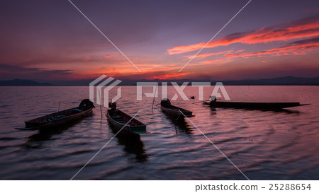 fisherman boat and beautiful twilight in thailand. fisherman boat and beautiful twilight in thailand. 25288654
