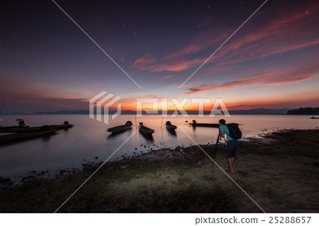 fisherman boat and beautiful twilight in thailand. fisherman boat and beautiful twilight in thailand. 25288657
