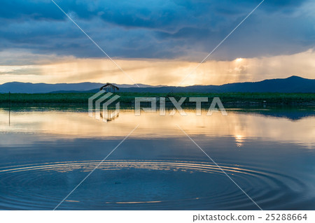 fisherman boat and beautiful twilight in thailand. 25288664