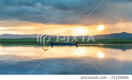 fisherman boat and beautiful twilight in thailand. fisherman boat and beautiful twilight in thailand. 25288666