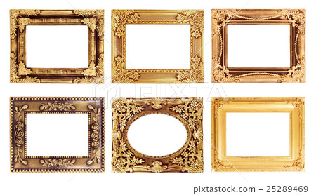 The antique gold frame on the white background 25289469