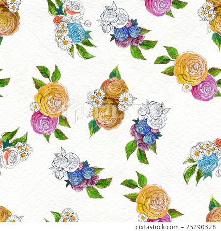 Seamless pattern with colorful flowers 25290328