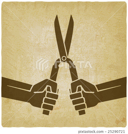 worker hands with shears old background worker hands with shears old background 25290721