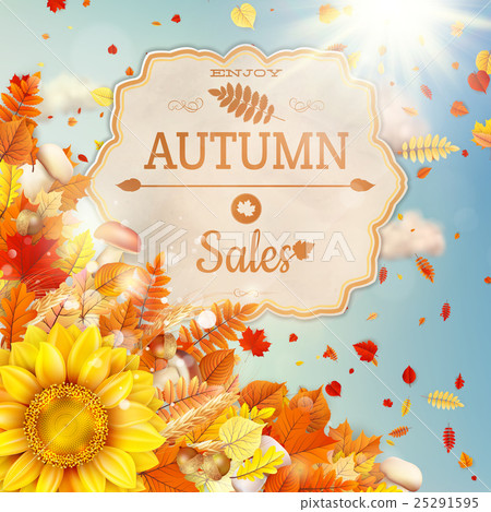 Background on a theme of autumn. Sale. EPS 10 Background on a theme of autumn. Sale. EPS 10 25291595