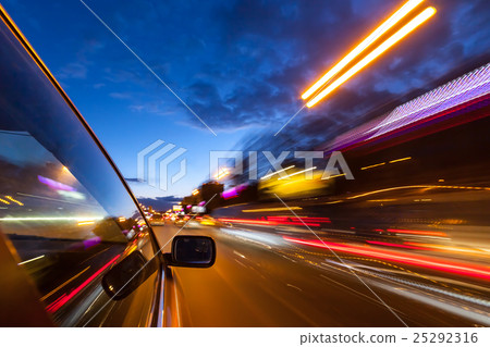 night city drive by car night city drive by car 25292316