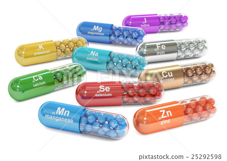 Capsules with Mn, Ca, K, Se, Zn, Cu, Fe, Mg, I, Na 25292598