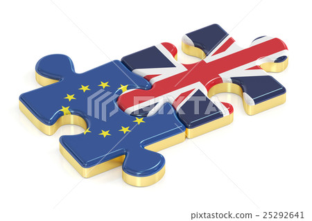 EU and UK puzzles from flags, 3D rendering EU and UK puzzles from flags, 3D rendering 25292641