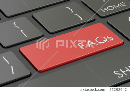 FAQs concept on keyboard, 3D rendering FAQs concept on keyboard, 3D rendering 25292642