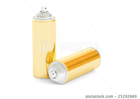 golden spray cans, 3D rendering 25292669