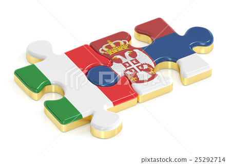 Italy and Serbia puzzles from flags, 3D rendering 25292714