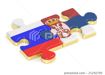 Serbia and Russia puzzles from flags, 3D rendering 25292795