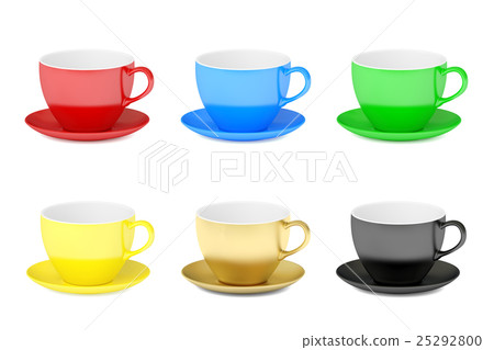 Set of colorful cups, 3D rendering Set of colorful cups, 3D rendering 25292800