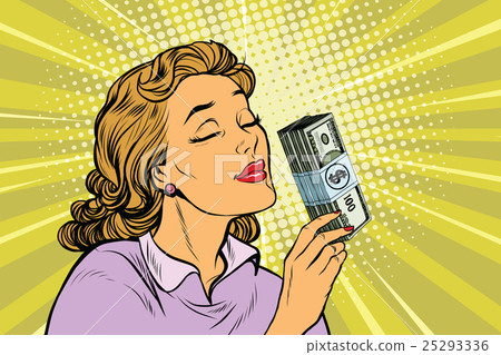 businesswoman smelling the scent of money 25293336