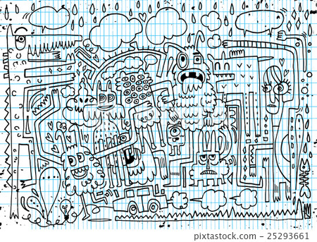 Monsters and alien, hand drawn monsters collection 25293661