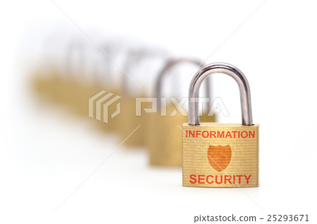 Row of golden padlocks information security 25293671
