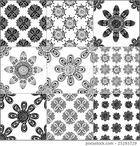 Black and white geometric tiles 25293729