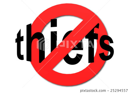 Stop thiefs sign in red 25294557
