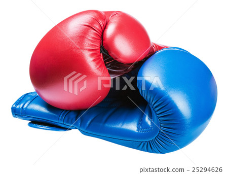 leather boxing gloves blue and red isolated  25294626