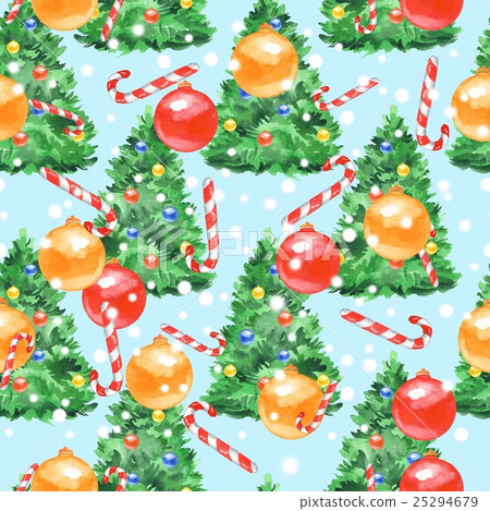 New year pattern. Watercolor seamless background New year pattern. Watercolor seamless background 25294679