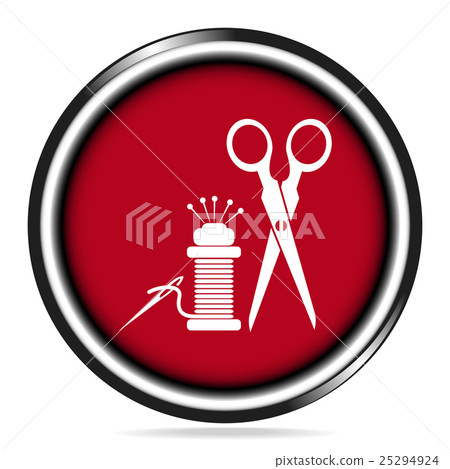 Sewing icon, scissors, thread and needle icon - Stock Illustration ...