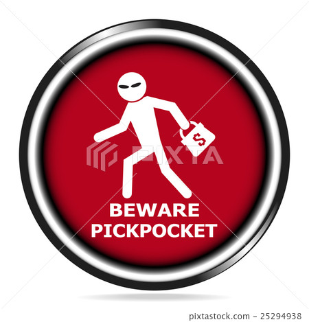 Beware pickpocket sign, pickpocket icon 25294938