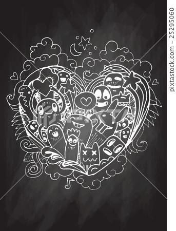 doodle heart shape  and doodles Monsters sketch 25295060