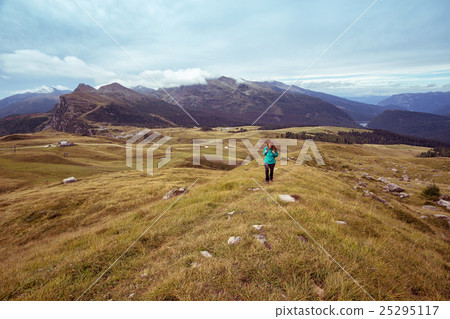 tourist girl at the Dolomites tourist girl at the Dolomites 25295117