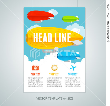 Vector hot air ballons with clouds brochure flyer 25295292