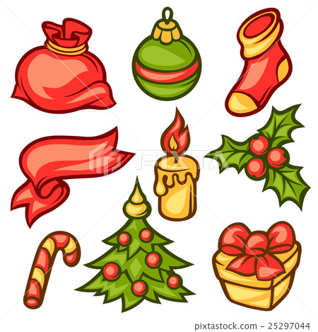 Set of Merry Christmas holiday symbols and object 25297044