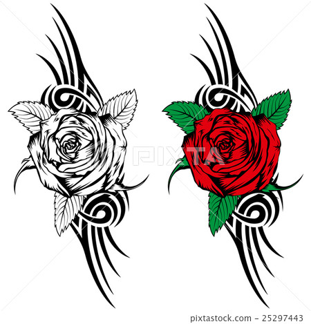rose with tribal rose with tribal 25297443