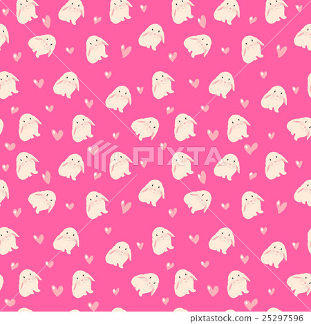 cute rabbit and hearts illustration, seamless cute rabbit and hearts illustration, seamless 25297596