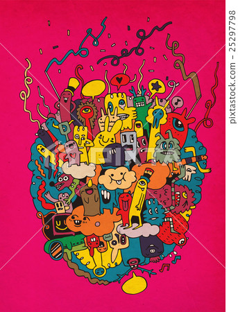 Monsters and alien, hand drawn monsters collection 25297798