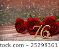 birthday concept with red roses on wooden desk 25298361