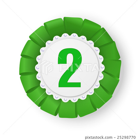 Realistic green fabric award ribbon badge. Realistic green fabric award ribbon badge. 25298770