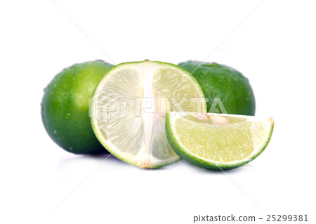 Lemon or lime fruit with half cross section 25299381