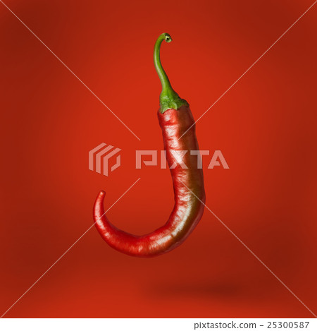 Hot chilli pepper floating over Hot chilli pepper floating over 25300587