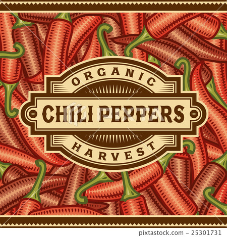 Retro Chili Pepper Harvest Label 25301731
