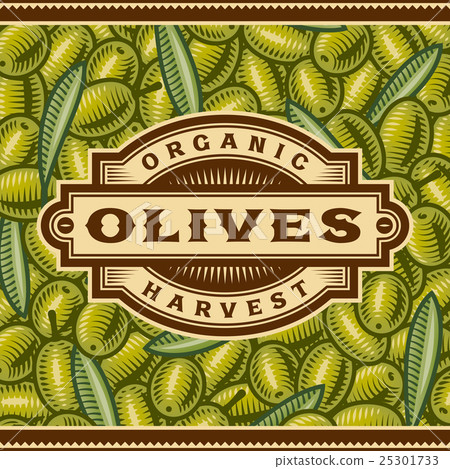 Retro Olive Harvest Label 25301733