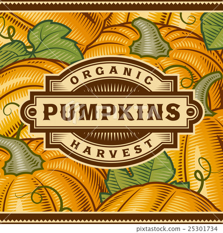 Retro Pumpkin Harvest Label 25301734