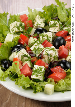 Vegetable salad with feta and olives Vegetable salad with feta and olives 25302312