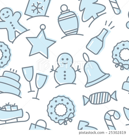 Christmas icon set seamless pattern - Stock Illustration [25302819] - PIXTA