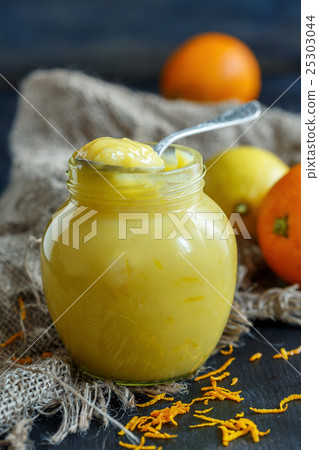 Lemon custard close up. Lemon custard close up. 25303044
