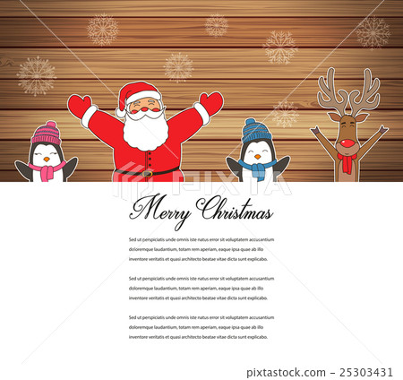 Santa Claus with Reindeer and Penguins. Cartoon Santa Claus with Reindeer and Penguins. Cartoon 25303431
